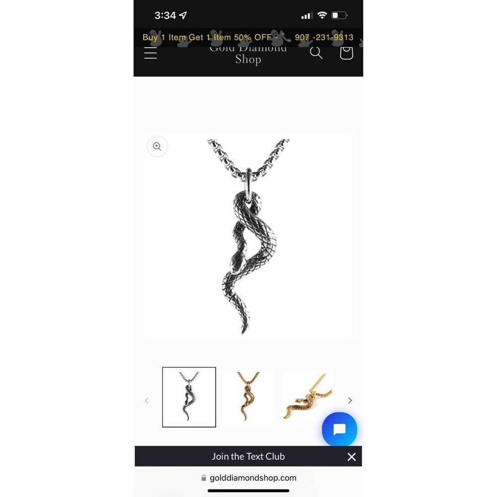 Gothic Jewelry Men's Stainless Steel Animal Snake Pendant Chain